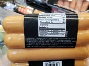 Uncured Chicken Hot Dogs label
