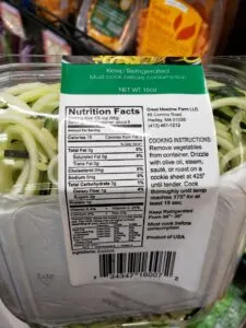Spaghetti Style Zucchini Noodles label