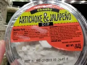 Chunky Artichoke Jalapeno Dip label