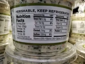 Spinach & Kale Greek Yogurt Dip label