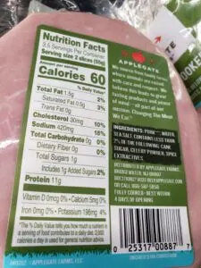 Applegate Uncured Slow Cooked Ham label