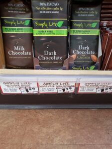 Simply Life Chocolate; milk, dark and dark with almonds