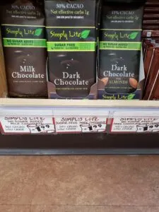 Simply Life Chocolate; milk, dark and dark with almonds