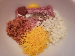 Best Low Carb Burgers ingredients in a bowl ready to mix up