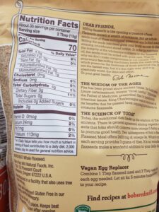 Flaxseed Meal label