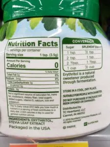 Stevia label