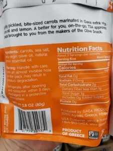 Gaea Carrot Snack label