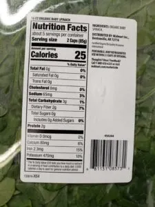 Baby Spinach label