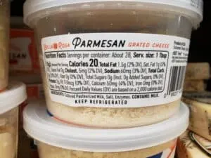 Bella Rosa Parmesan cheese label