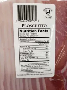 Del Duca Prosciutto label