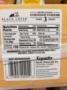 Black Creek Extra Sharp Cheddar label