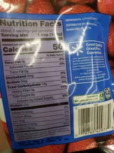 frozen strawberries label