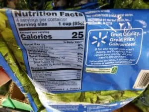 frozen spinach label