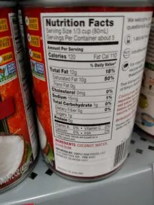 Thai Kitchen Coconut Milk label