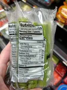 Ready to eat Celery Sticks label