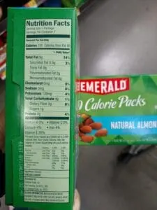 Emerald 100 Calorie Packs of Natural Almonds label