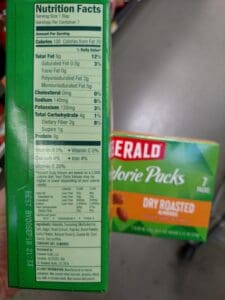 Emerald 100 Calorie Packs of Dry Roasted Almonds label