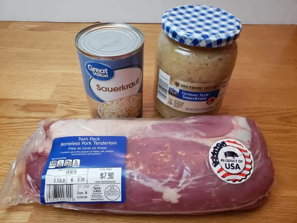 ingredients for Crock Pot Pork and Sauerkraut