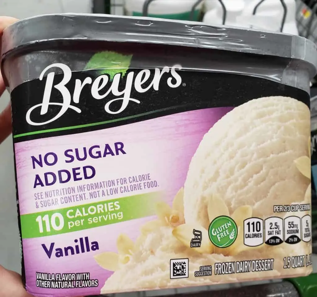 Breyers no sugar added vanilla ice cream