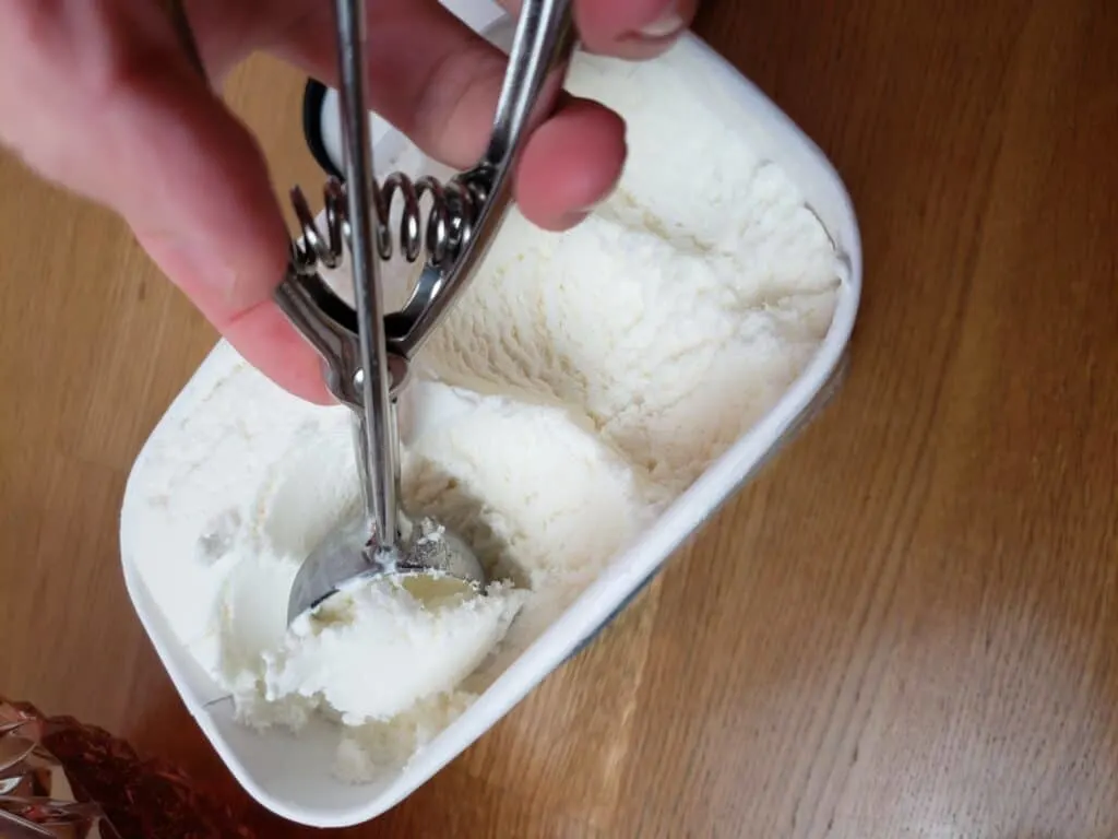 scooping ice cream