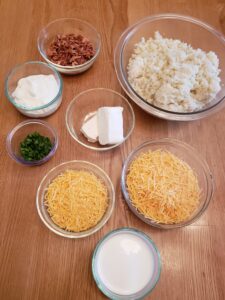 ingredients for Twice Baked Cauliflower Casserole