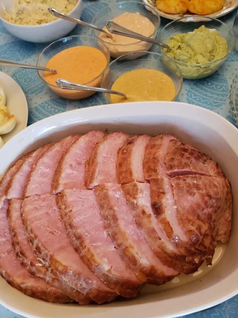 Simple Keto Ham with Fancy Dipping Sauces