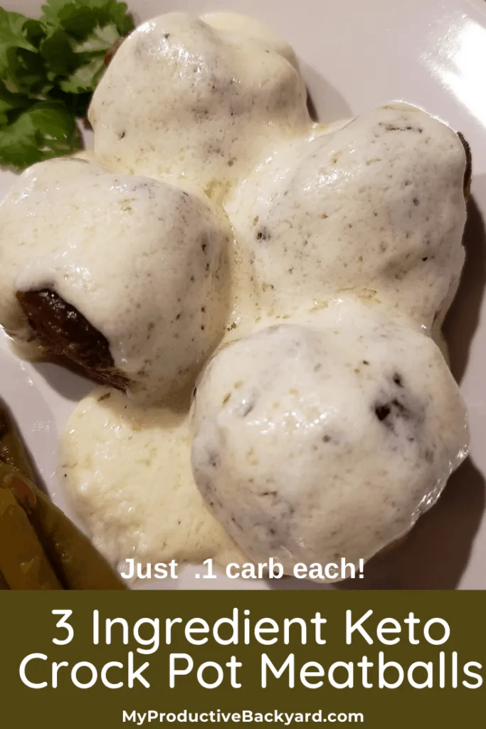 3 Ingredient Keto Crock Pot Meatballs Pinterest pin