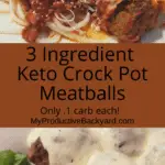 3 Ingredient Keto Crock Pot Meatballs Pinterest pin