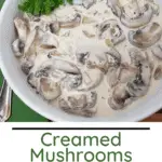Creamed Mushrooms Pinterest Pin