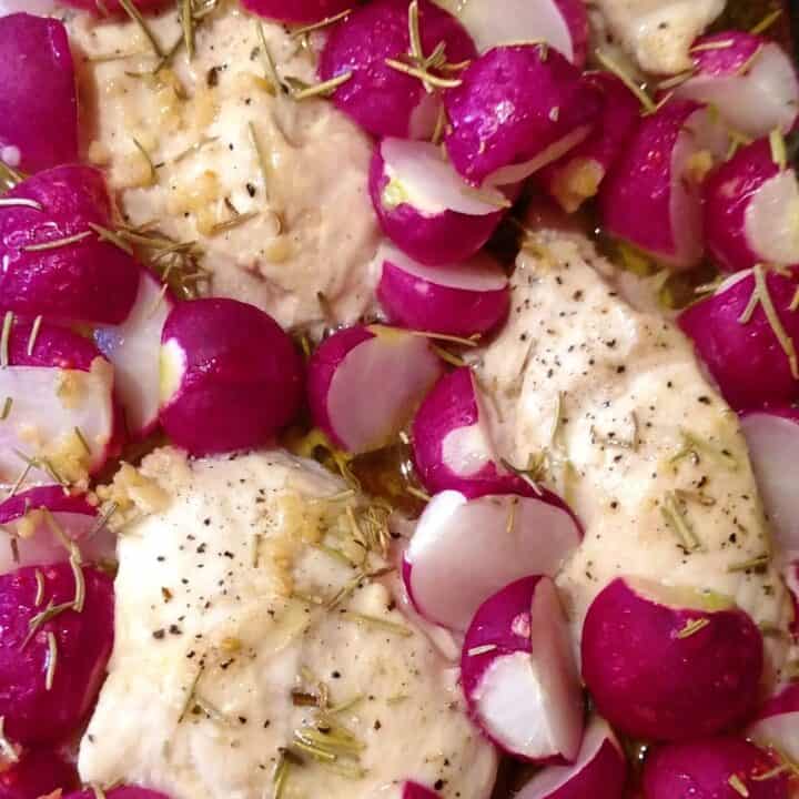 Low Carb Rosemary Chicken and Radishes