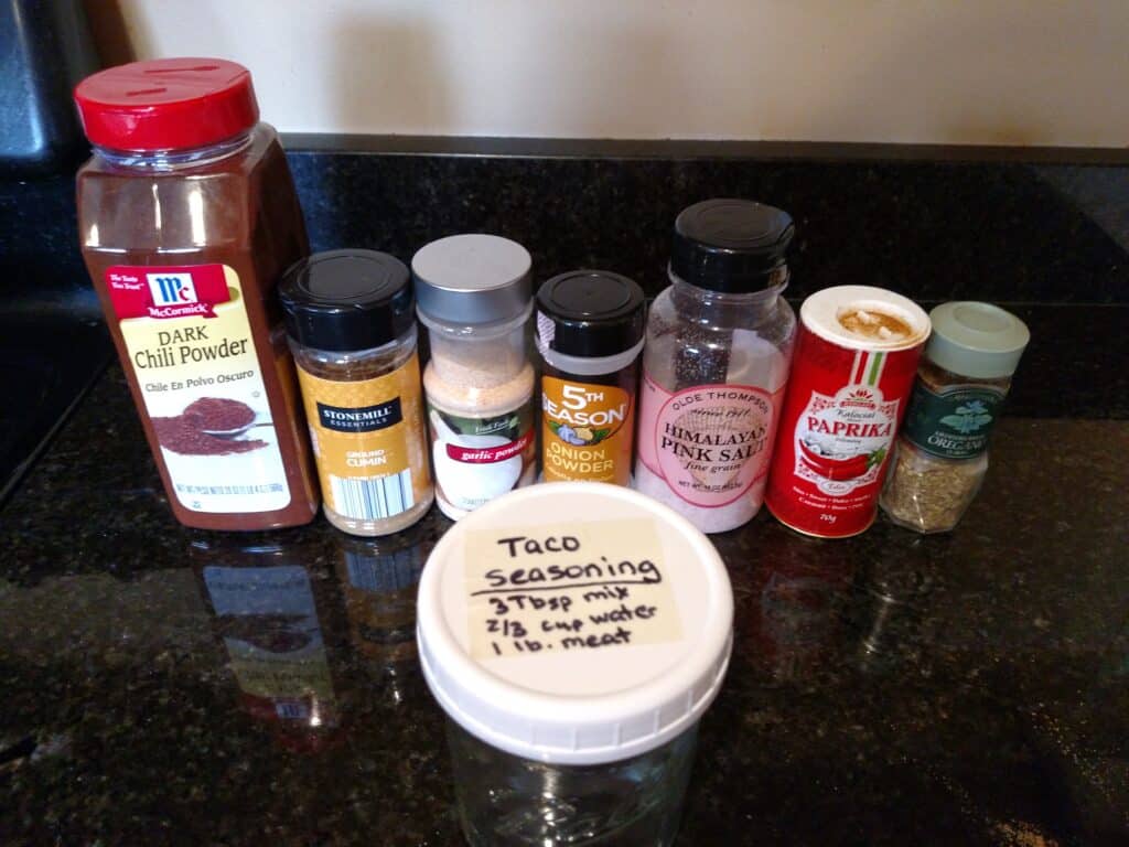 Ingredients for Homemade Taco Seasoning