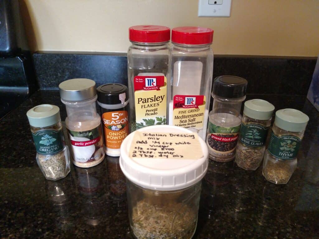 ingredients for Homemade Italian Dressing Dry Mix