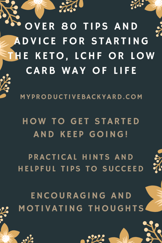 Over 80 Tips and Advice for Starting the Keto, LCHF or Low Carb Way of Life Pinterest pin