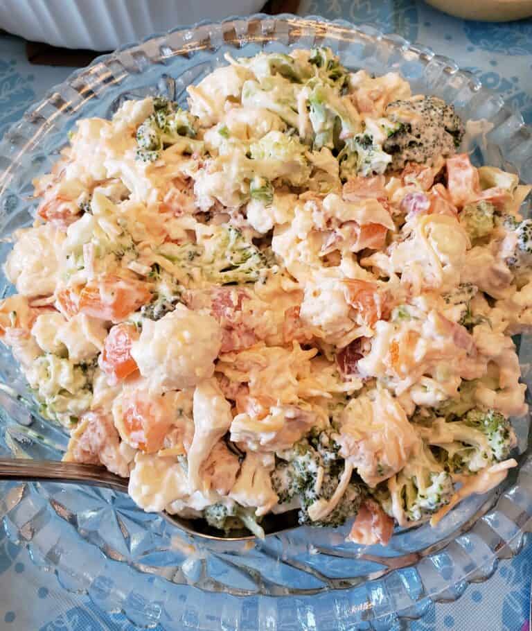 Creamy Broccoli Cauliflower Salad
