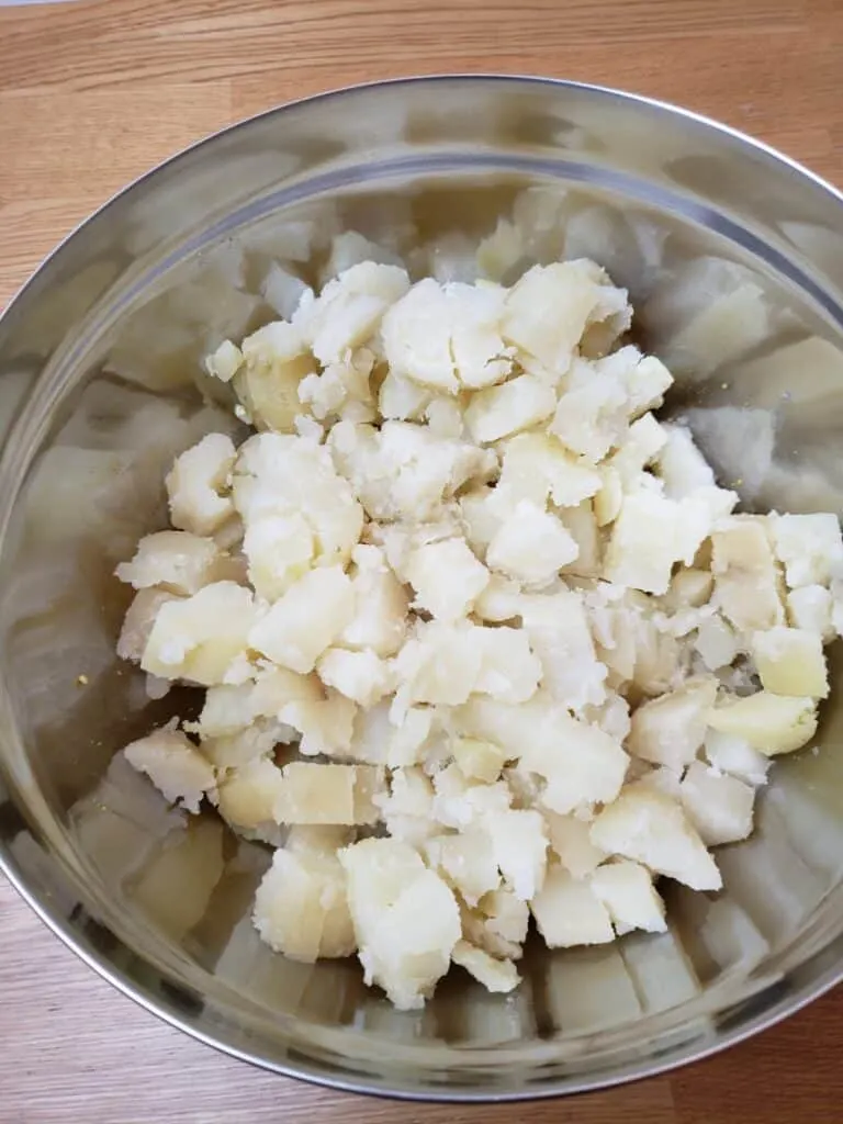 chopped potatoes in bowl