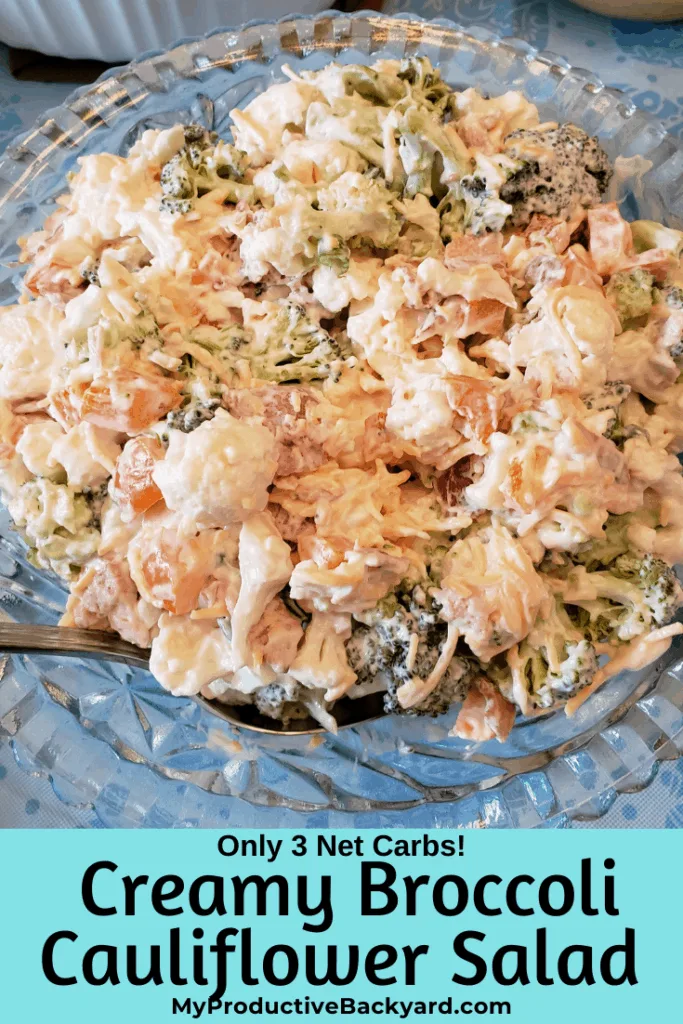 Creamy Broccoli Cauliflower Salad Pinterest pin