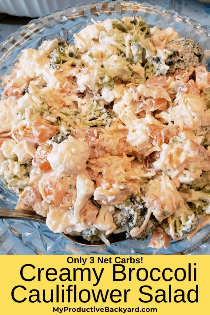 Creamy Broccoli Cauliflower Salad Pinterest pin