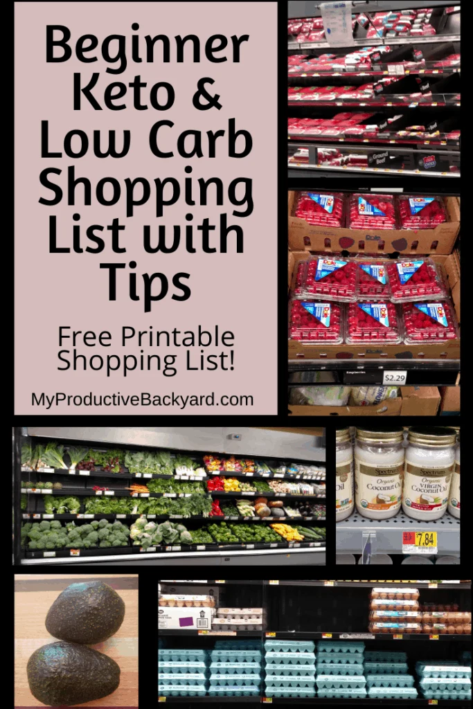 Beginner Keto Low Carb Shopping List with Tips Pinterest Pin