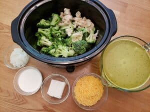 ingredients for Crock Pot Broccoli Cauliflower Cheese Soup