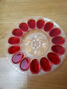 red jello in deviled egg mold