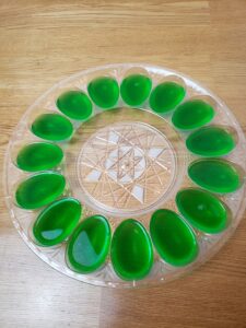 green jello in deviled egg mold