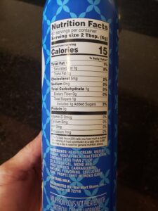 can of whipped topping label