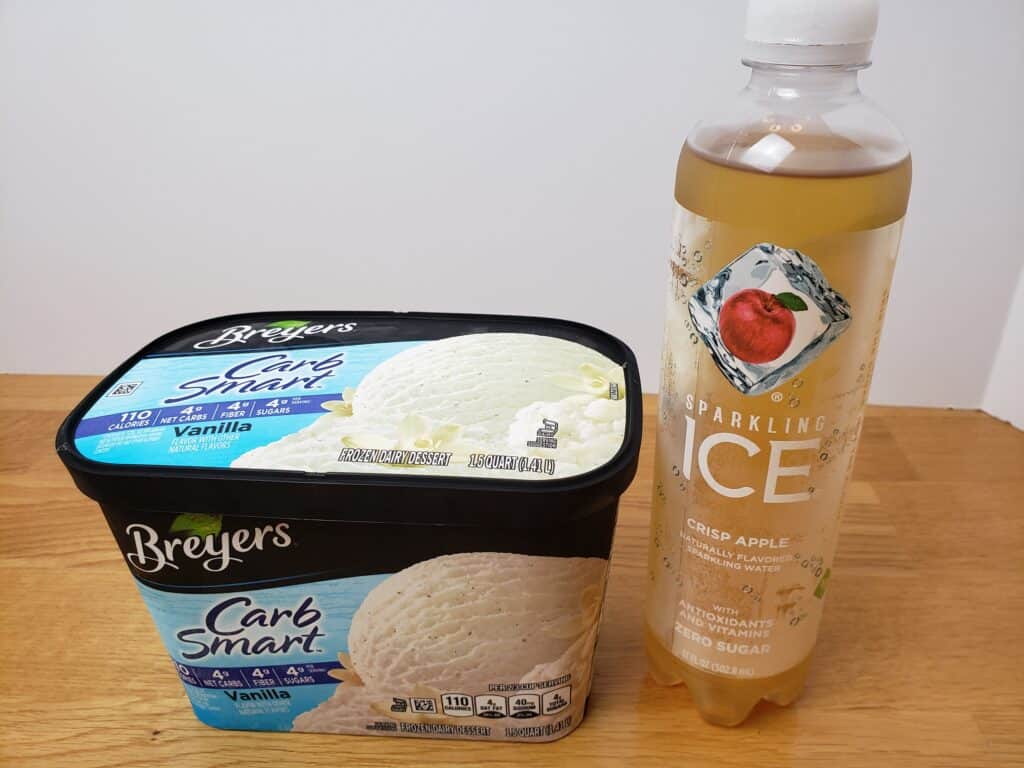 crisp apple ICE drink and breyers carb smart vanilla ice cream