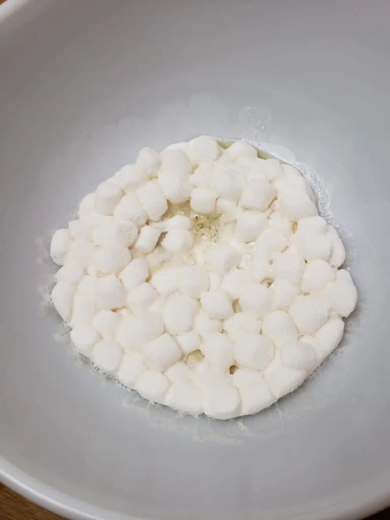marshmallows and butter melted in bowl