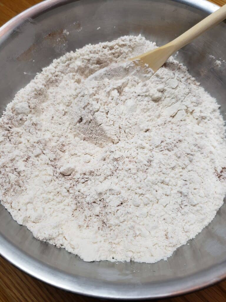 dry ingredients in mixing bowl