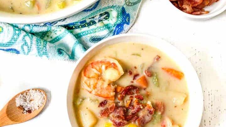 Image for Keto Seafood Chowder - easy creamy low carb & low calorie soup