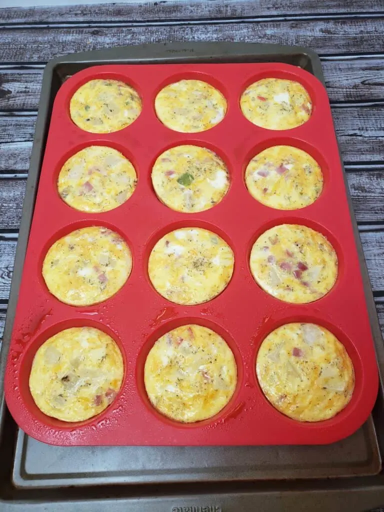 Egg Ham Potato Muffins baked in the muffin pan