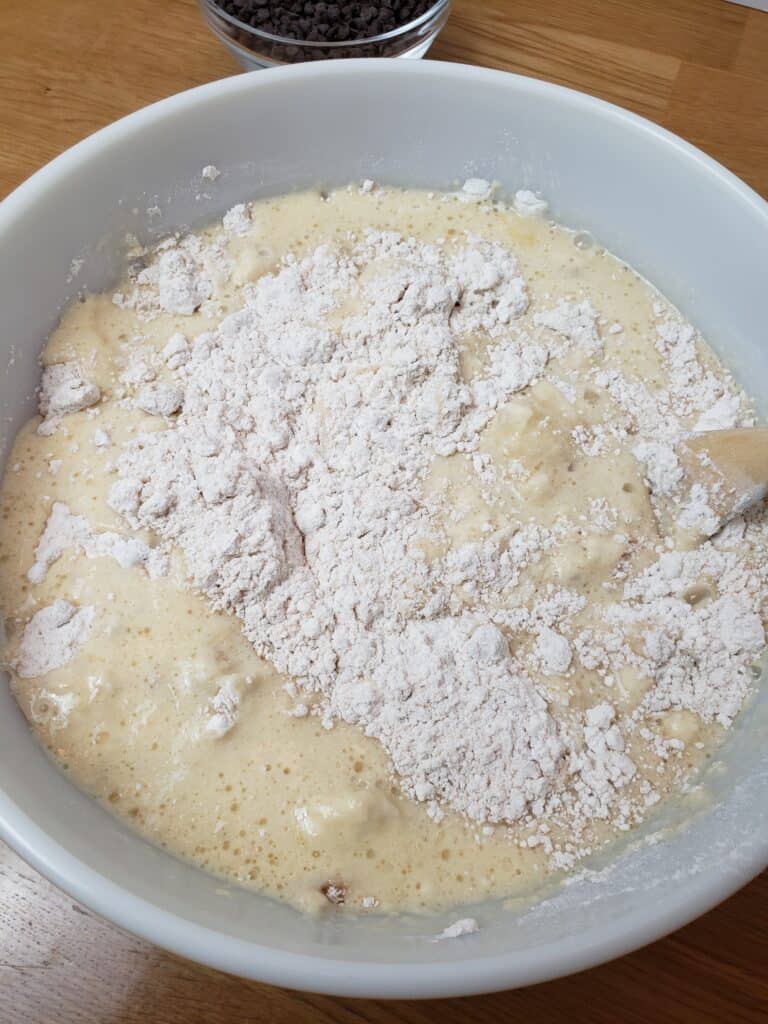 dry ingredients added to wet