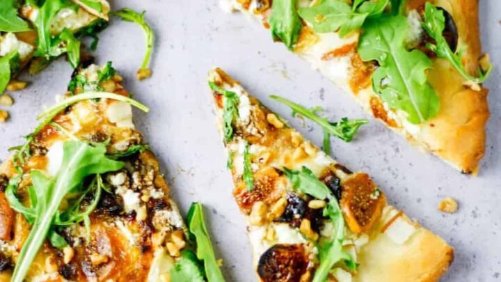 Image for Fig, Pear, Walnut, Brie, Honey and Goat Cheese Pizza