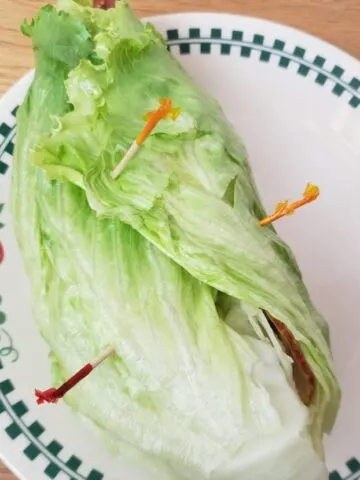 Turkey and Bacon Lettuce Wrap on a plate